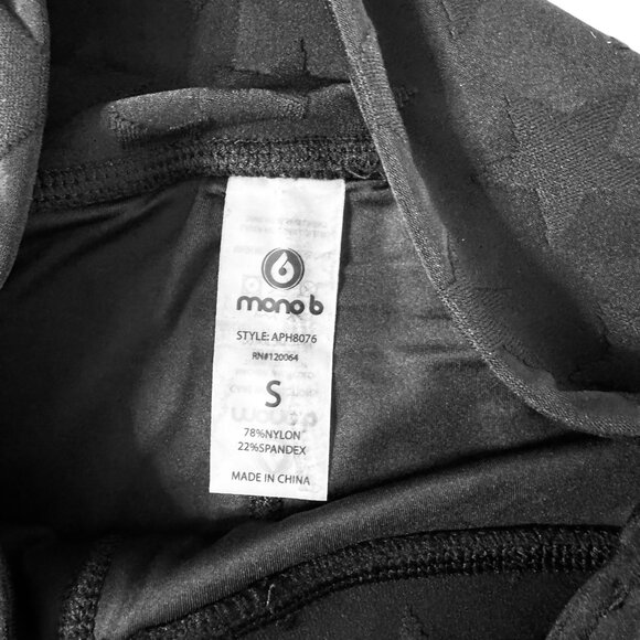 Mono B Black Star Embossed Leggings Women’s Size Small NWT High Waist Activewer - Picture 6 of 8